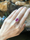 SJ1755 - GRS Certified 4 Cts Padparadscha Sapphire with Diamond Ring Set 18k Rose Gold