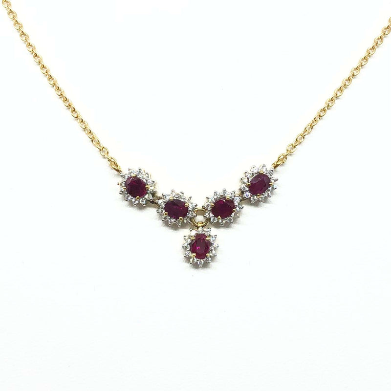 SJ2925 - Ruby with Diamond Necklace Set in 18 Karat Gold Settings
