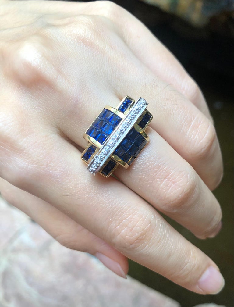 SJ1546 - Blue Sapphire with Diamond Ring Set in 18 Karat Gold Settings