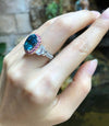 SJ1449 - Blue Zircon with Pink Sapphire, White Sapphire Ring set in 18 Karat White Gold