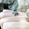SJ3083 - Cabochon Blue Sapphire with Cubic Zirconia Ring set in Silver Settings