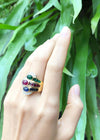 SJ2286 - Ruby, Emerald, Blue Sapphire and Diamond Ring Set in 18 Karat Gold Settings