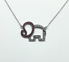 SJ3163 - Ruby and White Sapphire Elephant Necklace set in Silver Settings