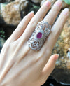 SJ6392 - Ruby with Cubic Zirconia Ring set in Silver Settings