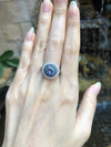 SJ2051 - Round Pastel Blue Sapphire with Diamond Ring Set in 18 Karat White Gold Settings