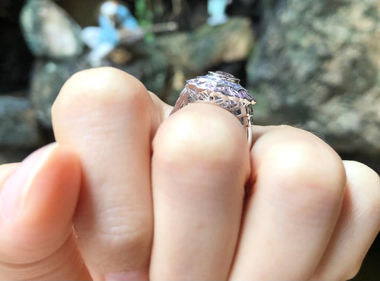 SJ1332 - Purple Sapphire with Pink Sapphire Ring Set in 18 Karat White Gold Settings