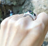 SJ1148 - Blue Sapphire, Tsavorite and Diamond Ring Set in 18 Karat White Gold Settings