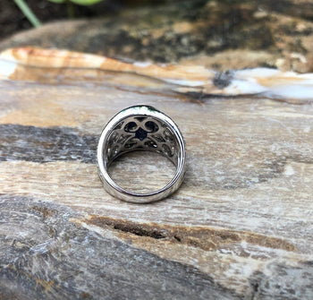 SJ1532 - Blue Sapphire with Diamond Ring Set in 18 Karat White Gold Settings