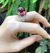 SJ1457 - Cabochon Rubellite with Pink Sapphire and Diamond Ring in 18 Karat Rose Gold