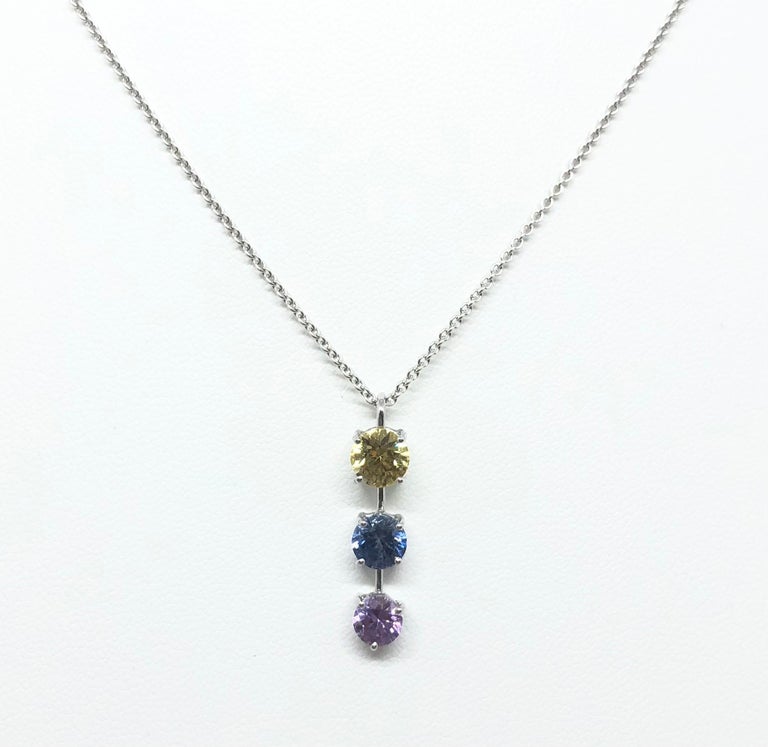 JP0262P - Rainbow Colour Sapphire Pendant Set in 18 Karat White Gold Settings