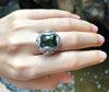 SJ1714 - Green Tourmaline with Diamond Ring Set in 18 Karat White Gold Settings