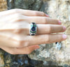 SJ1148 - Blue Sapphire, Tsavorite and Diamond Ring Set in 18 Karat White Gold Settings