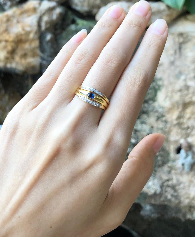 SJ6079 - Blue Sapphire with Diamond Ring Set in 18 Karat Gold Settings