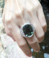 SJ2006 - Green Sapphire with Diamond Ing Set in 18 Karat White Gold Settings
