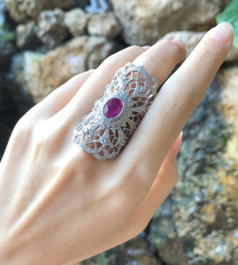 SJ6392 - Ruby with Cubic Zirconia Ring set in Silver Settings