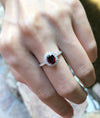 SJ1597 - Certified Unheated Ruby with Diamond Ring Set in Platinum 950 Settings