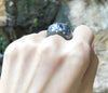 SJ1266 - Blue Sapphire with Diamond and Brown Diamond Ring Set in 18 Karat White Gold