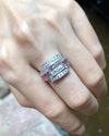 SJ1550 - White Sapphire with Pink Sapphire and Diamond Ring Set in 18 Karat White Gold