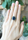 SJ3143 - Blue Sapphire with Tsavorite Ring et in 18 Karat White Gold Settings