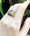 SJ2172 - Blue Sapphire with Ruby and Diamond Elephant Ring Set in 18 Karat Gold Settings
