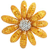 SJ2338 - Yellow Sapphire Invisible Setting with Diamond Flower Brooch in 18k Gold