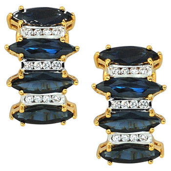 JE0607R - Blue Sapphire & Diamond Earrings in 18 Karat Gold Setting