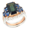 SJ2466 - Green Sapphire, Blue Sapphire with Jacket Diamond Ring in 18K White/Pink Gold