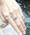 SJ2199 - White Sapphire with Diamond Ring Set in 18 Karat White Gold Settings