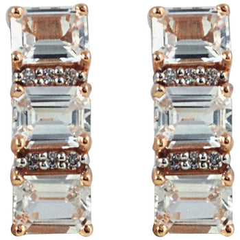 SJ3103 - White Sapphire with Diamond Earrings Set in 18 Karat Pink Gold Settings