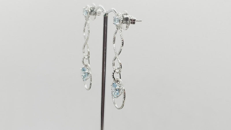 JED3920 - Aquamarine & Diamond Earrings Set in 18 Karat White Gold Setting