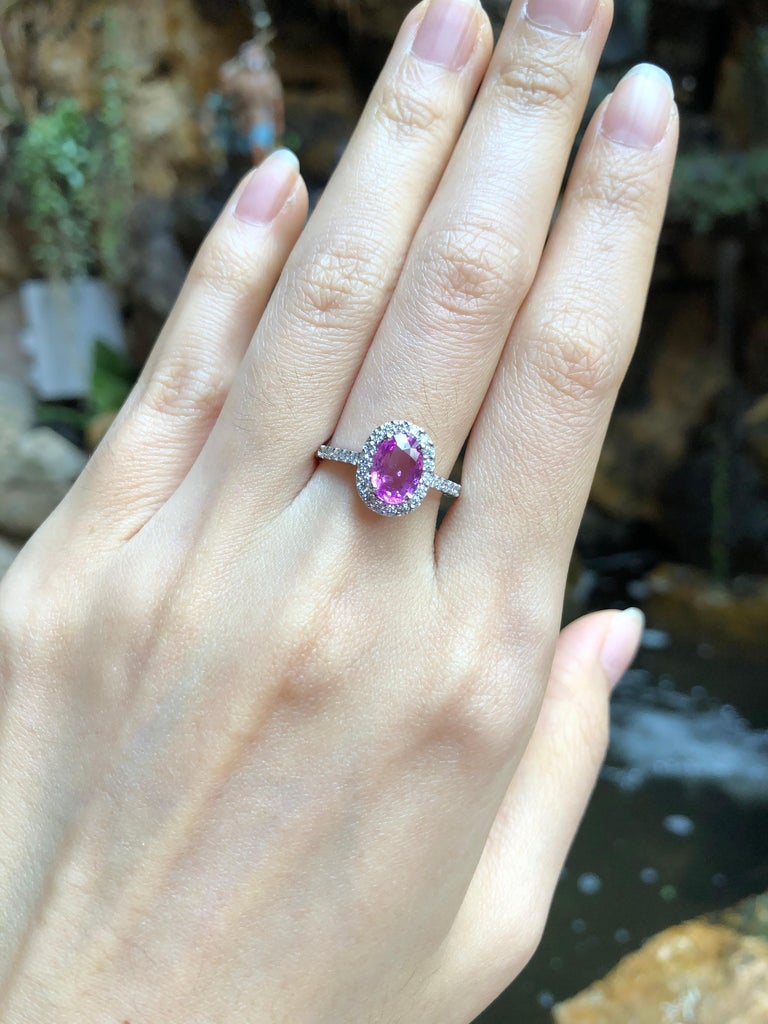 SJ2160 - Pink Sapphire with Diamond Ring Set in 18 Karat White Gold Settings