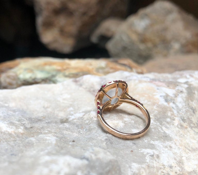 SJ3116 - Moonstone with Ruby Ring set in 18 Karat Rose Gold Settings
