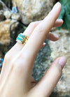 JR0474U - Emerald & Diamond Ring Set in 18 Karat Gold Setting