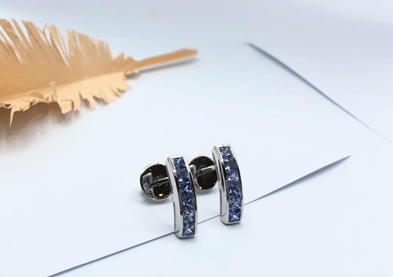 SJ1330 - Blue Sapphire Earrings Set in 18 Karat White Gold Settings