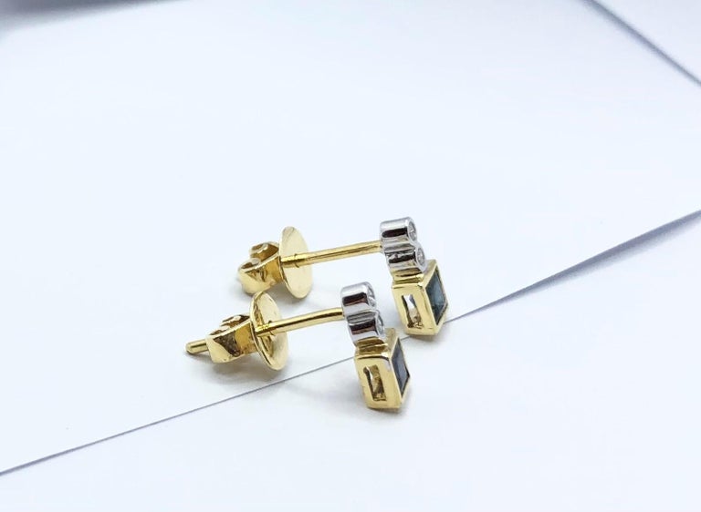 SJ1326 - Blue Sapphire with Diamond Earrings Set in 18 Karat Gold Settings