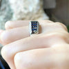 SJ3055 - Blue Sapphire with Cubic Zirconia Ring set in Silver Settings