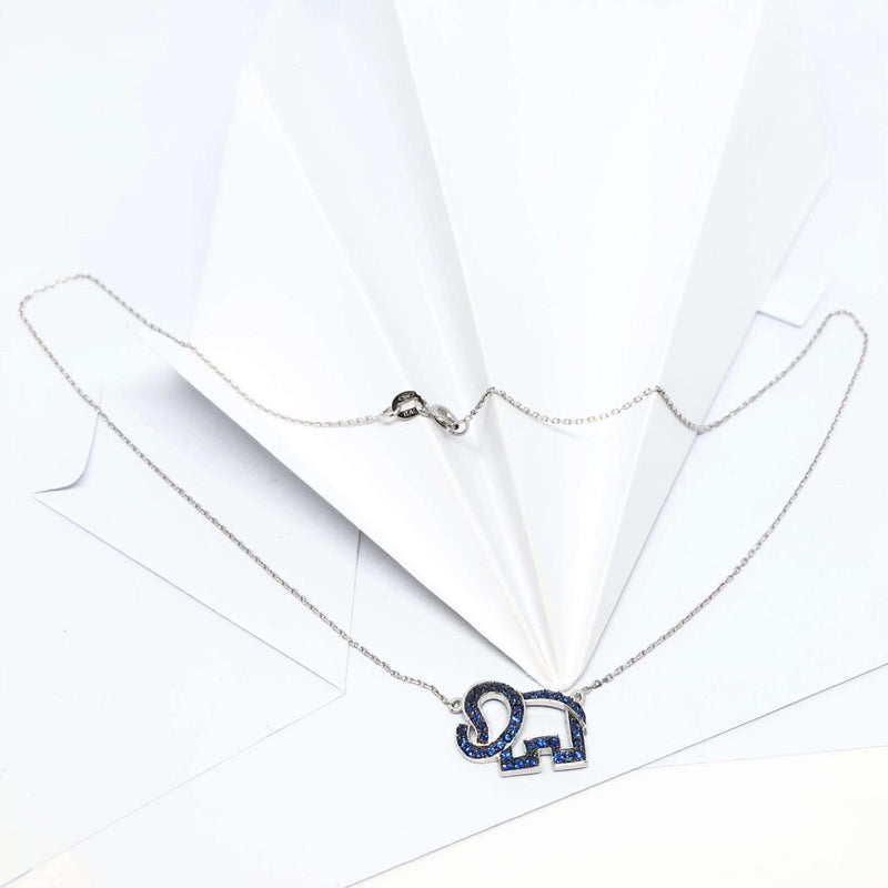 SJ2935 - Blue Sapphire Necklace Set in 18 Karat White Gold Settings
