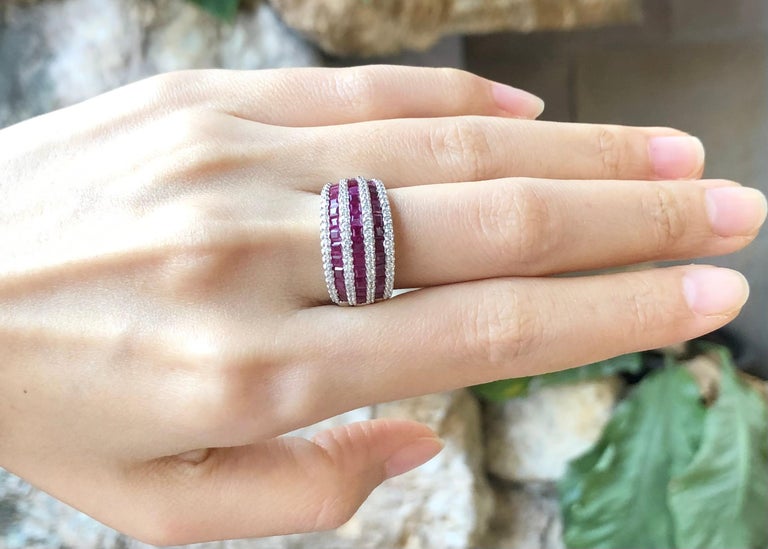 SJ3063 - Ruby with Cubic Zirconia Ring set in Silver Settings