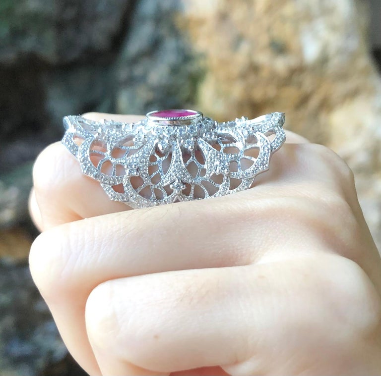 SJ6392 - Ruby with Cubic Zirconia Ring set in Silver Settings
