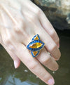 SJ2448 - Yellow Sapphire, Yellow Sapphire, Blue Sapphire Ring in 18 Karat Gold Setting