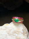 SJ1506 - Emerald with Ruby and Diamond Ring Set in 18 Karat Gold Settings
