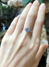 SJ2815 - White Sapphire with Diamond Engagement Ring Set in Platinum 950 Settings