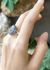 SJ3147 - Aquamarine with Blue Sapphire Ring set in Silver Settings