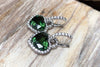 SJ1646 - Heart Shape Green Tourmaline with Diamond Earrings Set in 18 Karat White Gold