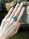 SJ6096 - Blue Sapphire with Emerald and Diamond Ring Set in 18 Karat White Gold Settings