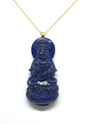 JP0136R - Goddess of Mercy Carved Lapiz Lazuli Pendant Set in 18 Karat Gold Setting