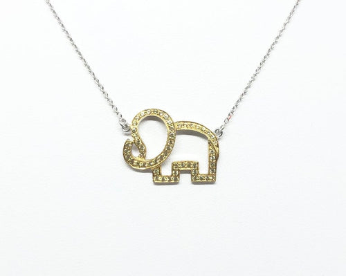 SJ3165 - Yellow Sapphire Elephant Necklace set in Silver Settings