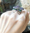 SJ3212 - Ruby, Tsavorite and Pink Sapphire Ring set in Silver Settings