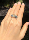 SJ3063 - Prehnite, Black Star Sapphire and Cubic Zirconia Ring set in Silver Settings