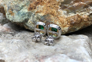 SJ1646 - Tsavorite with Diamond Earrings Set in 18 Karat White Gold Settings
